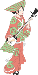 Kimono Woman Playing Guitar - Elegant Clipart for Creative Projects
