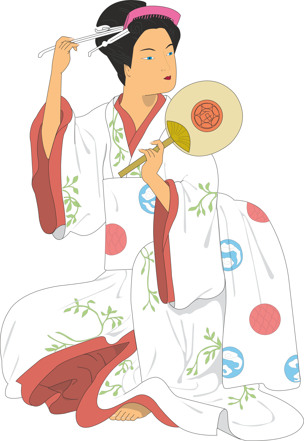 a woman in a kimono holding a bowl of food clip art png transparent Kimono Woman Holding Food Bowl Clipart
