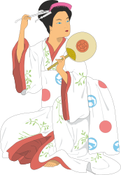 Kimono Woman Holding Food Bowl Clipart
