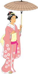 Kimono Woman Holding Umbrella - Stunning Clipart for Cultural Themes