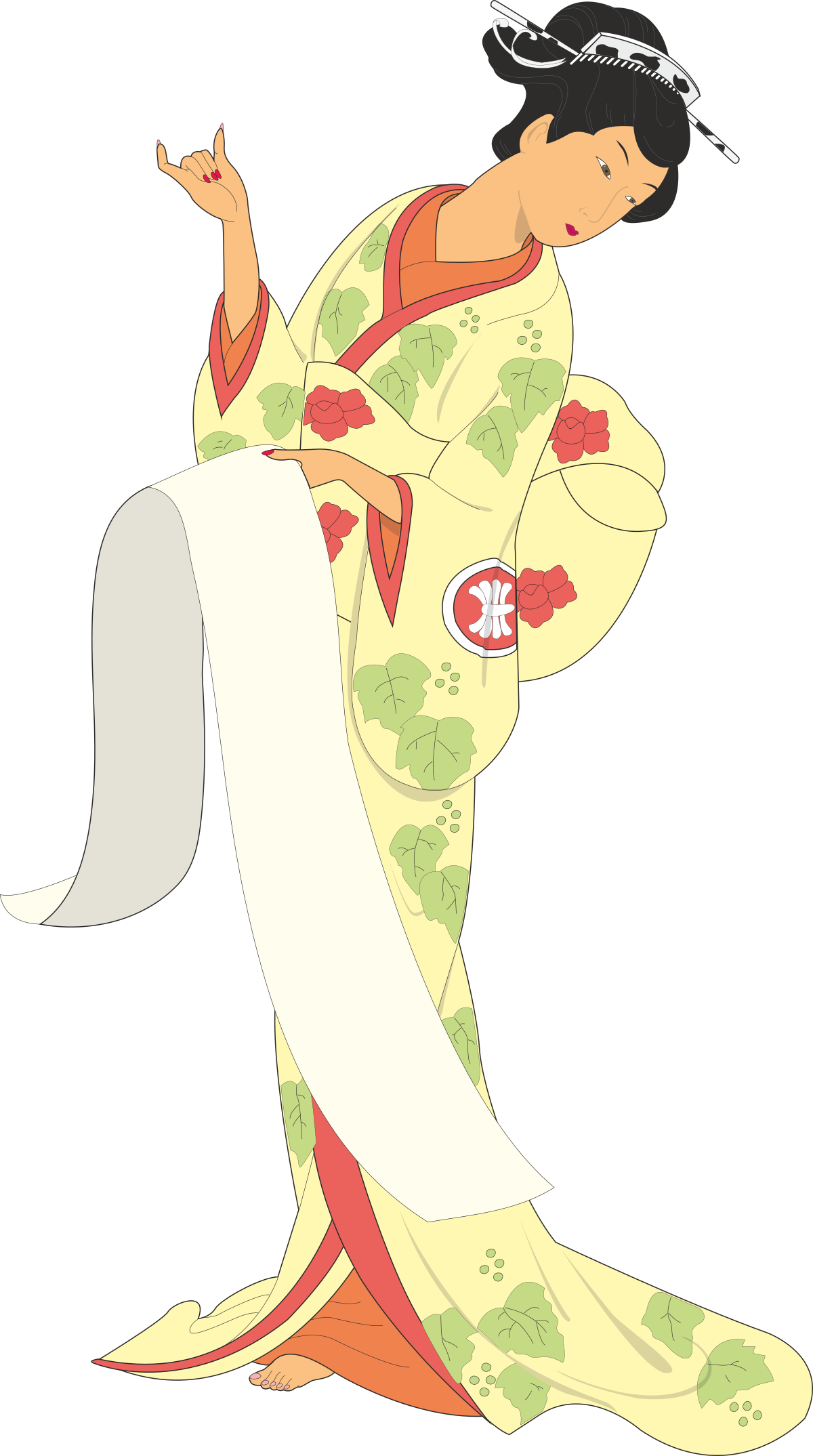 Kimono Woman Clipart: Elegant Japanese Fashion Illustration