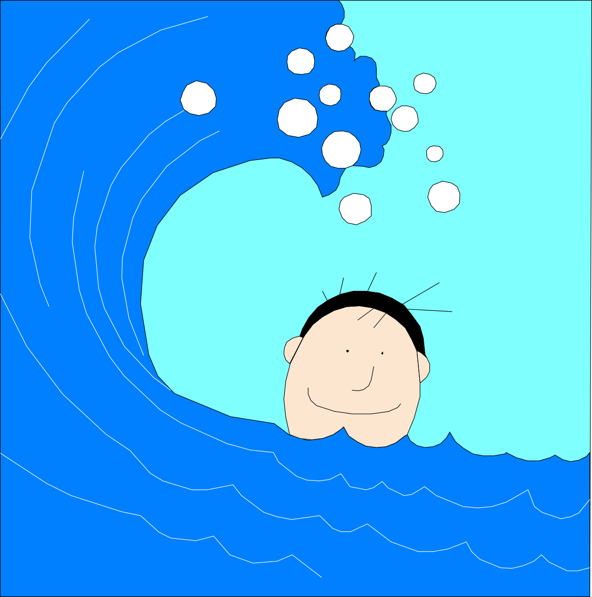 a cartoon boy swimming in a blue ocean clip art png transparent Cartoon Boy Swimming in Blue Ocean Clipart