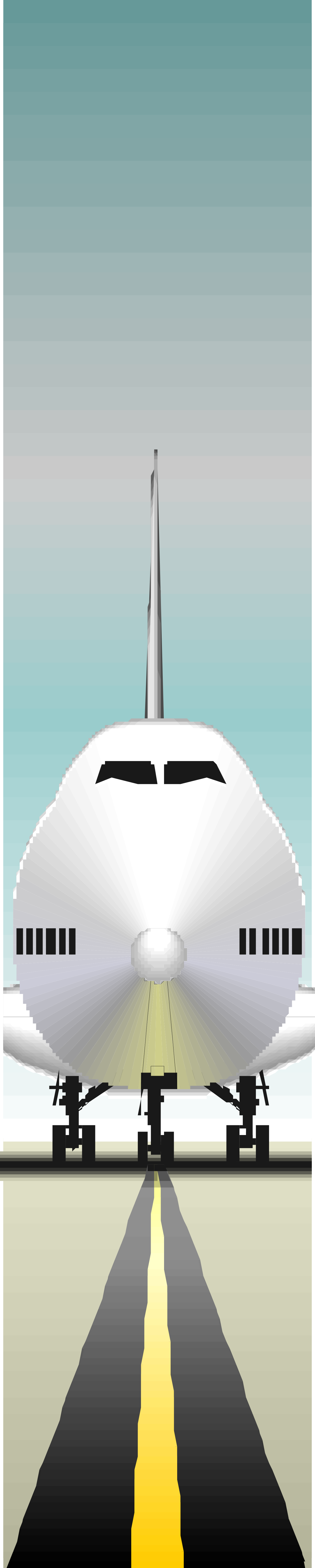 Large White Airplane on Runway Clipart for Bold Visuals