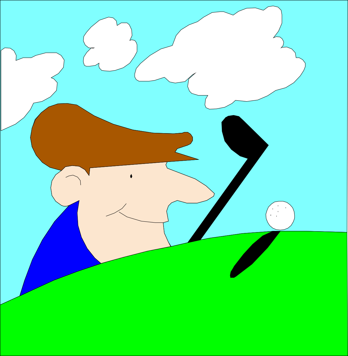 Golf Club Man Clipart - Dynamic Golfing Action Illustration