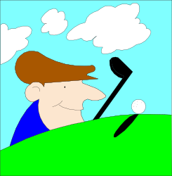 Golf Club Man Clipart - Dynamic Golfing Action Illustration