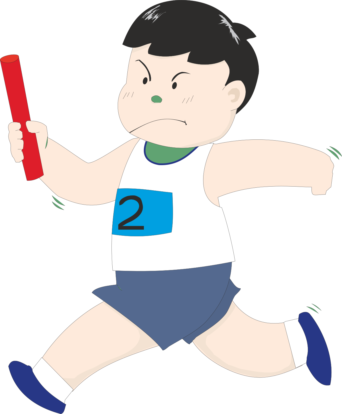 Boy Running with a Red Sticker - Dynamic Clipart