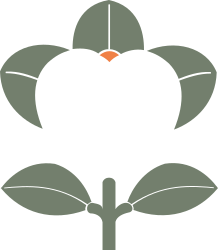 Flower with Leaves and Red Center Clipart - Vibrant Floral Illustration