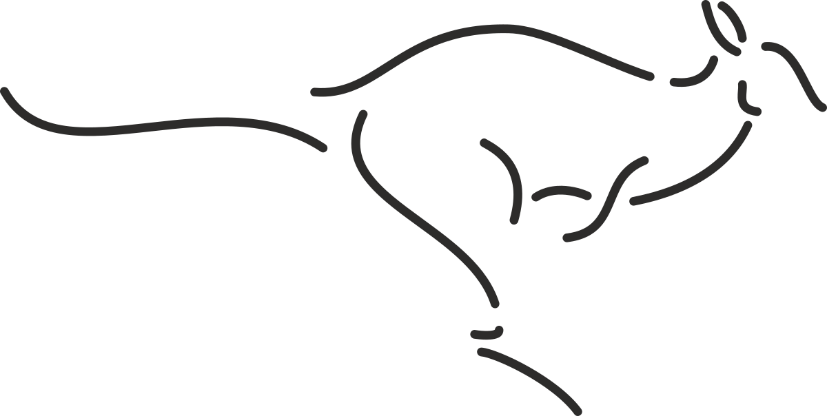Kangaroo Outline Clipart: Elegant Silhouette on Black Background