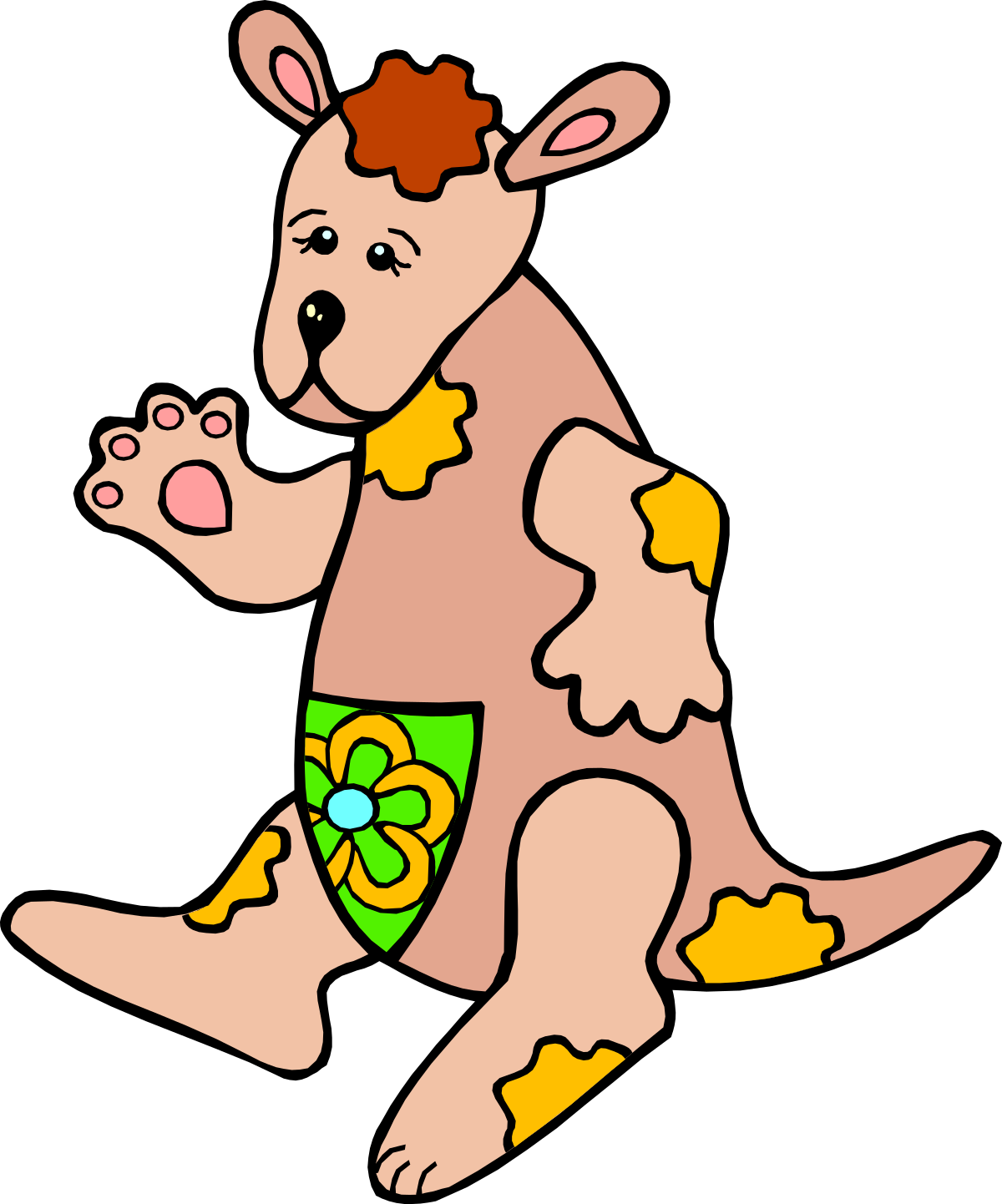 a kangaroo with a green and yellow shirt clip art png transparent Kangaroo Clipart with Green and Yellow Shirt - Fun and Playful Imagery