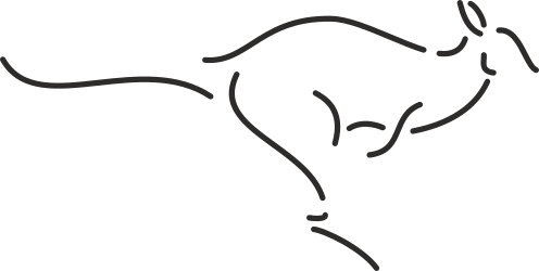 Kangaroo Outline Clipart: Elegant Silhouette on Black Background