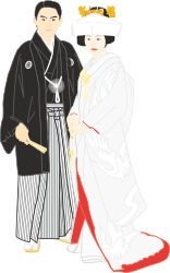 Traditional Japanese Clothing Clipart: Man and Woman in Beautiful Attire
