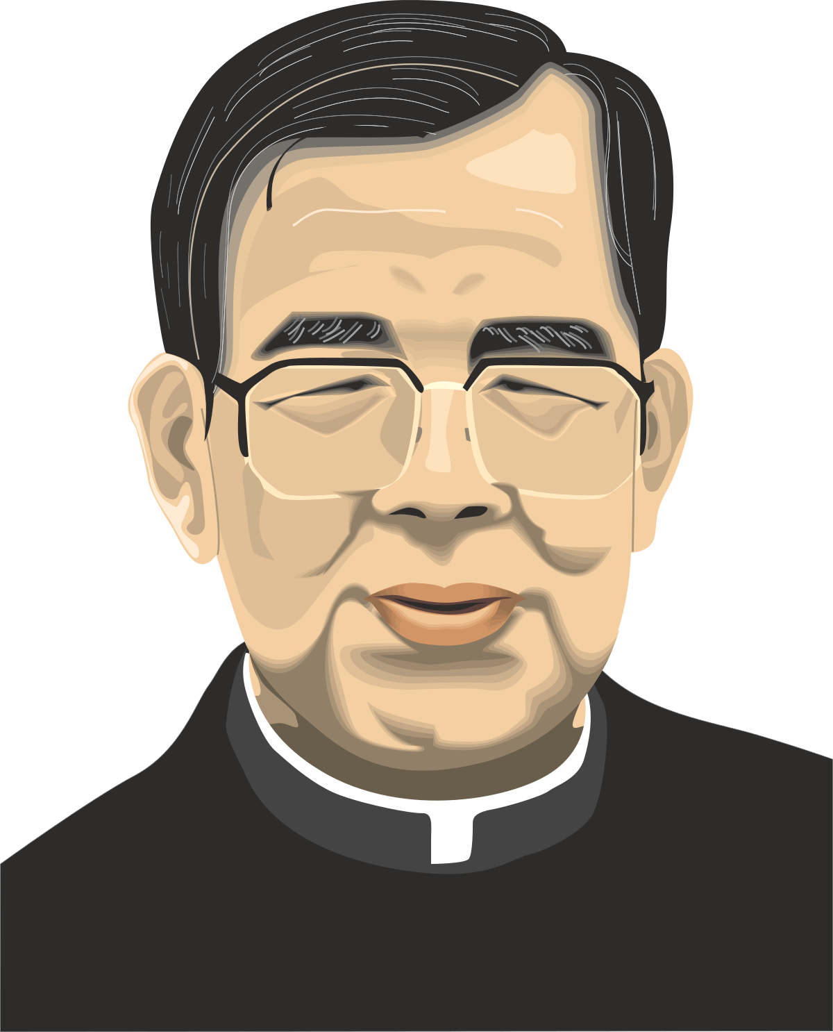 Man with Glasses in Black Shirt Clipart Vector