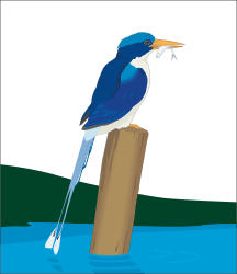 Bird on Post in Water Clipart - Serene Natural Scene