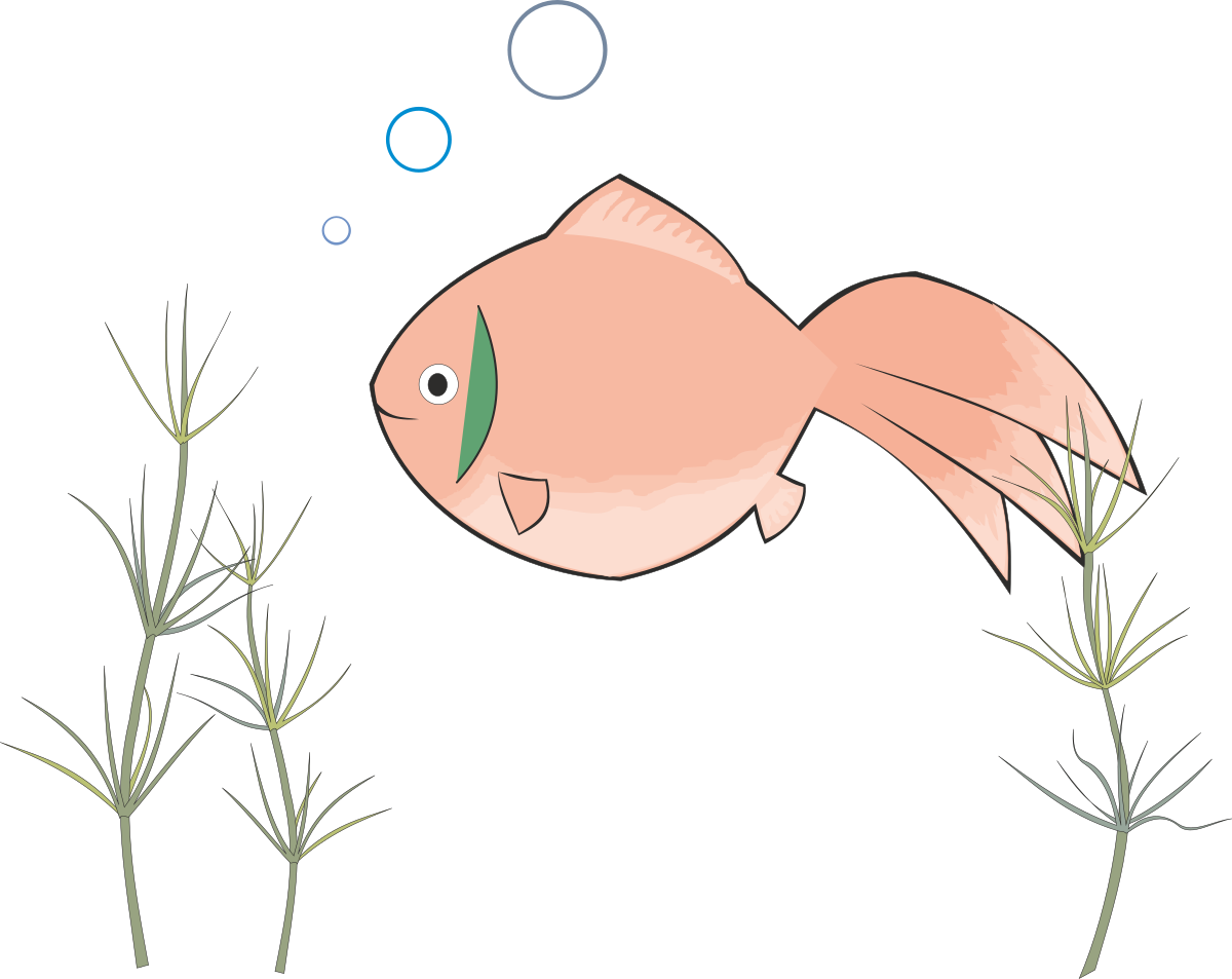 a fish swimming in the water with a small plant clip art png transparent Fish Swimming in Water with Small Plant Clipart