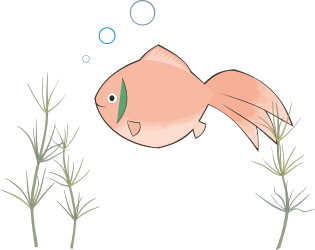 Fish Swimming in Water with Small Plant Clipart