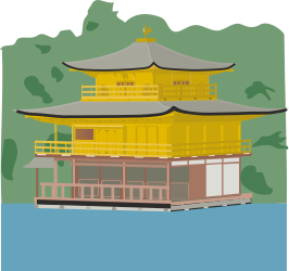 Yellow Pagoda Clipart with Green Background
