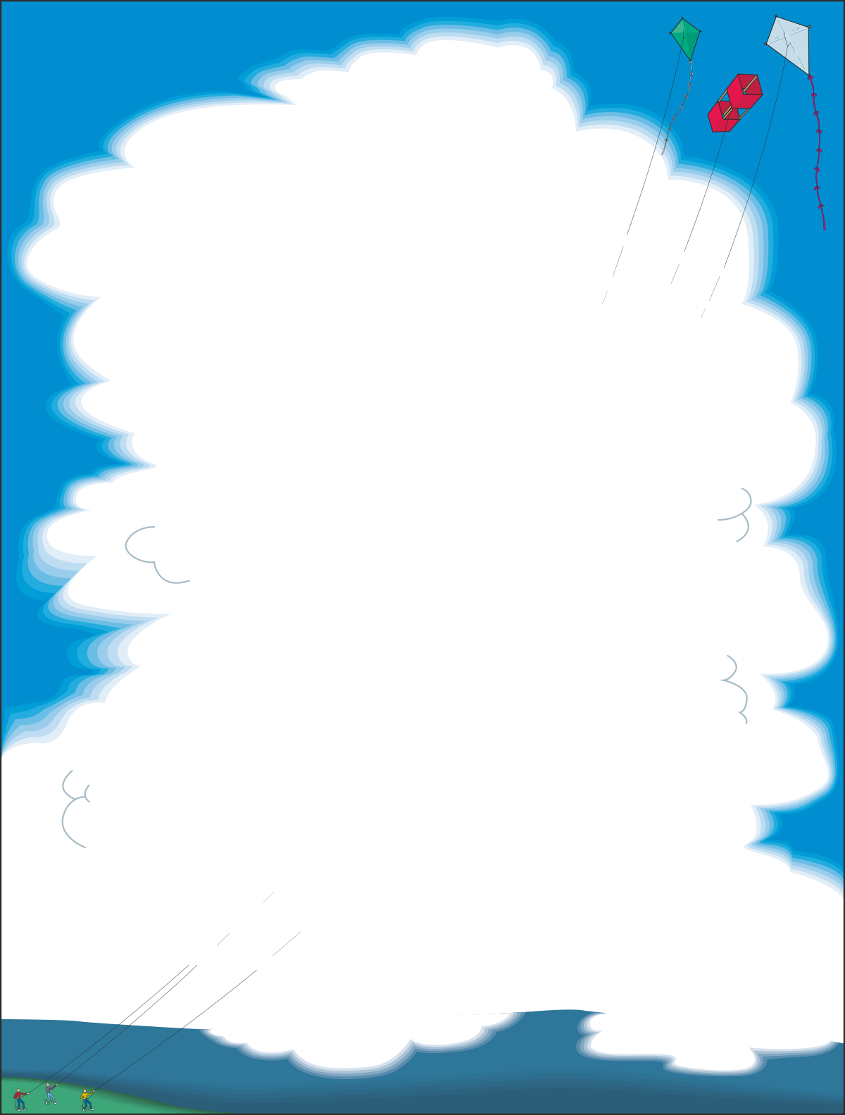 Kite Flying in the Sky - Leisure Borders Clipart for Creative Projects
