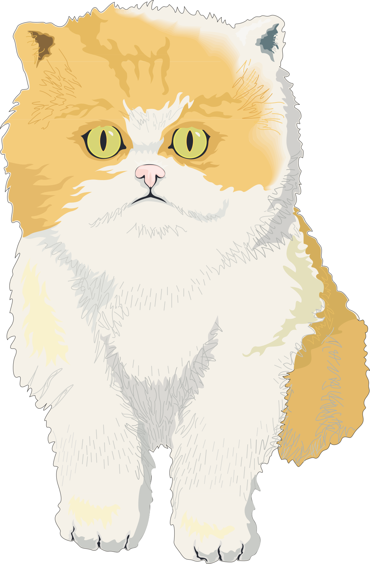 Cat Clipart with Green Eyes and White Fur - Perfect for Your Projects
