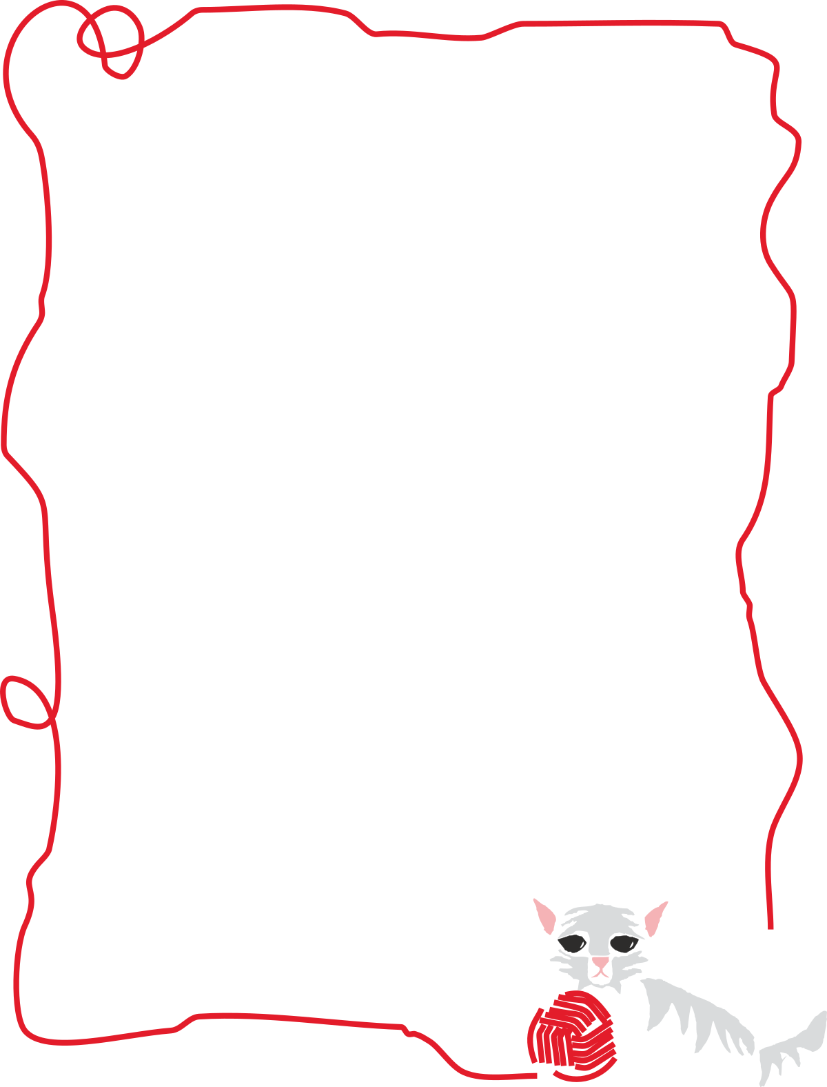 Borders with Animals: Black and Red Cat Clipart Design