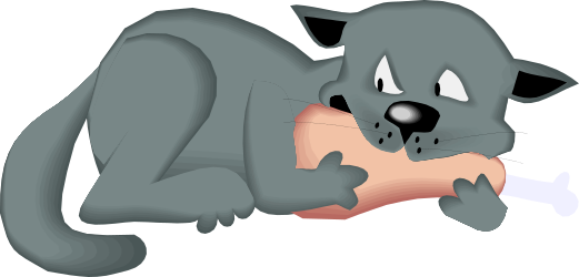 Gray Cat Holding a Bone Clipart - Whimsical Animal Illustration