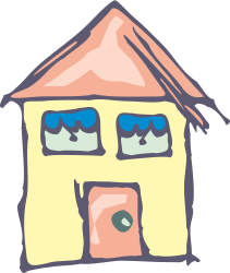 House with Eyes and Face Clipart - Charming Home Illustration