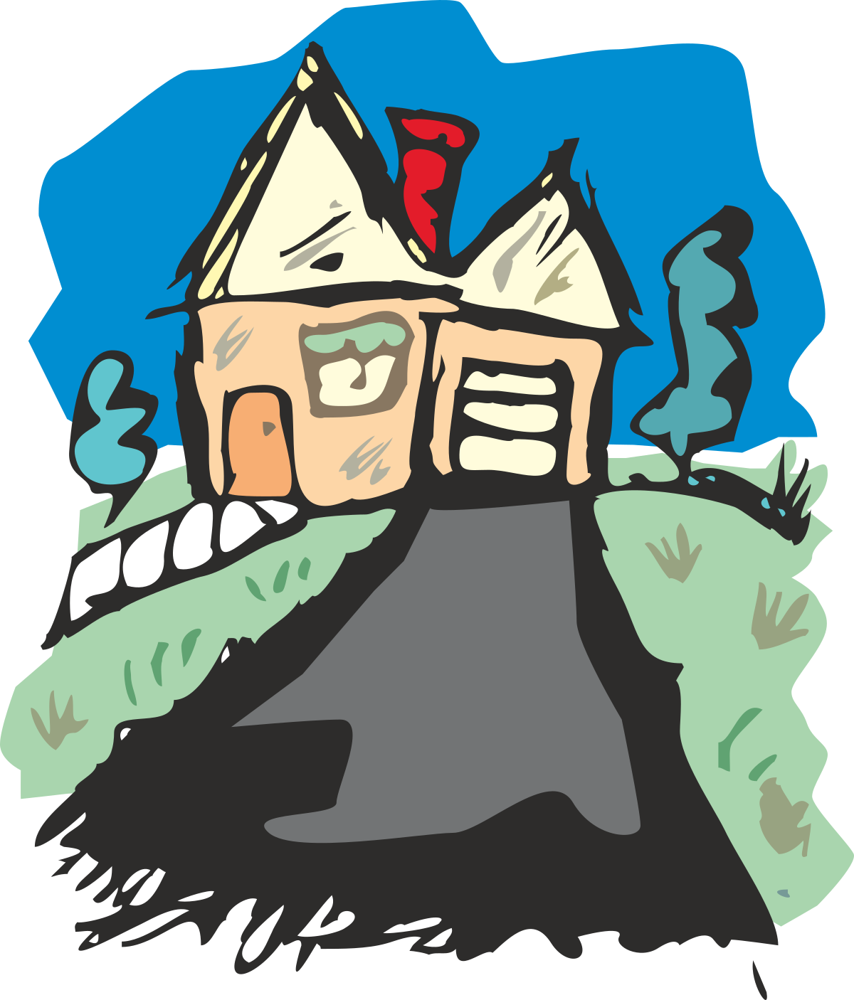 Cartoon House with Bird on Top - Whimsical Clipart for Your Projects