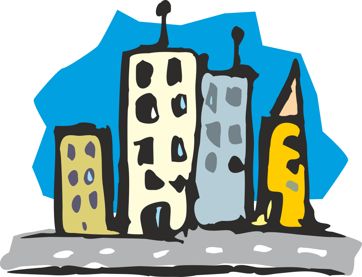 City Buildings with Blue Sky Clipart
