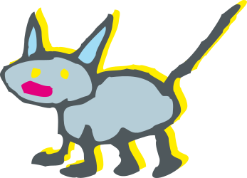 Gray Cat with Yellow and Blue Ears Clipart for Your Creative Needs