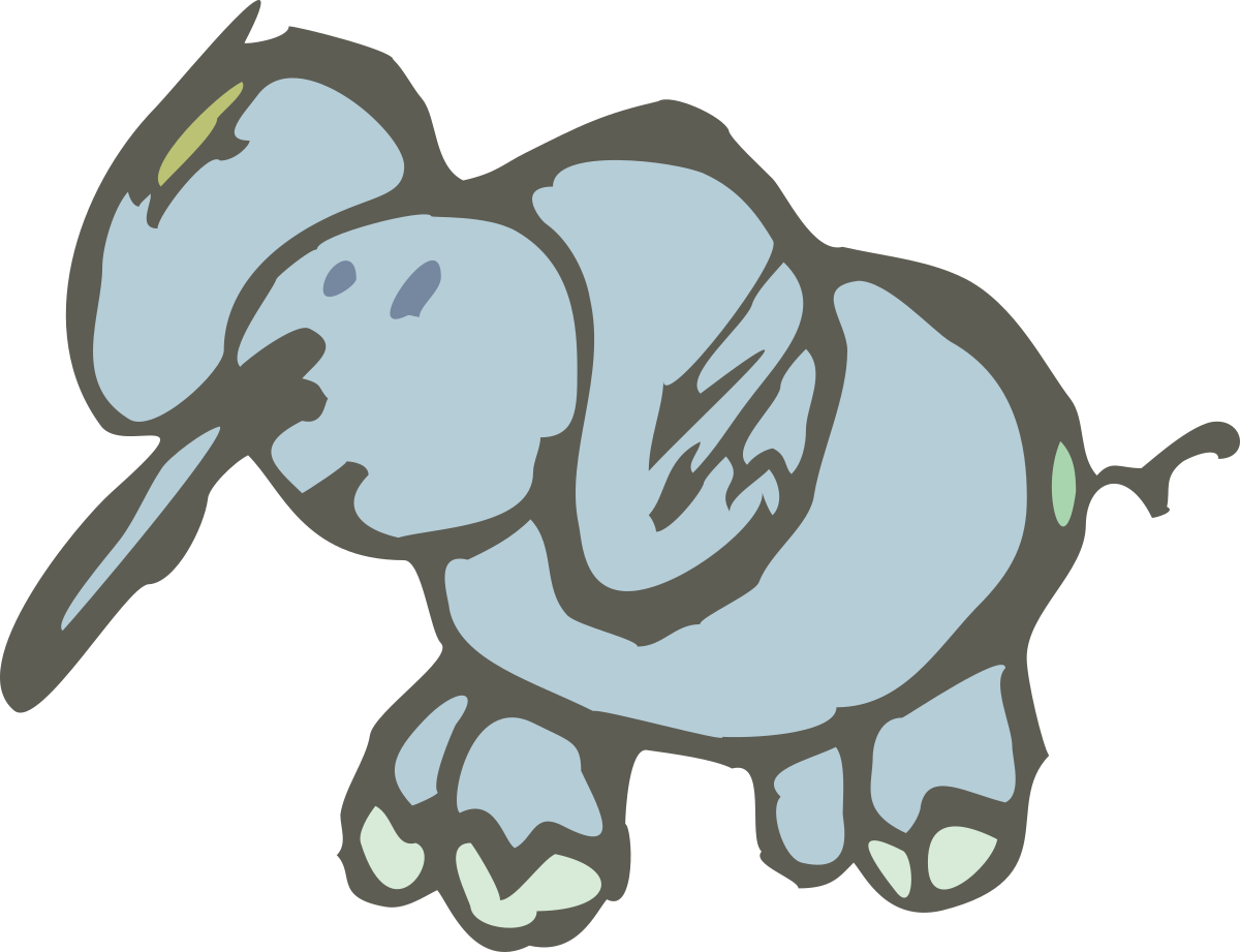 Elephant Clipart: Majestic Long-Trunked Icon with Tusky Ears