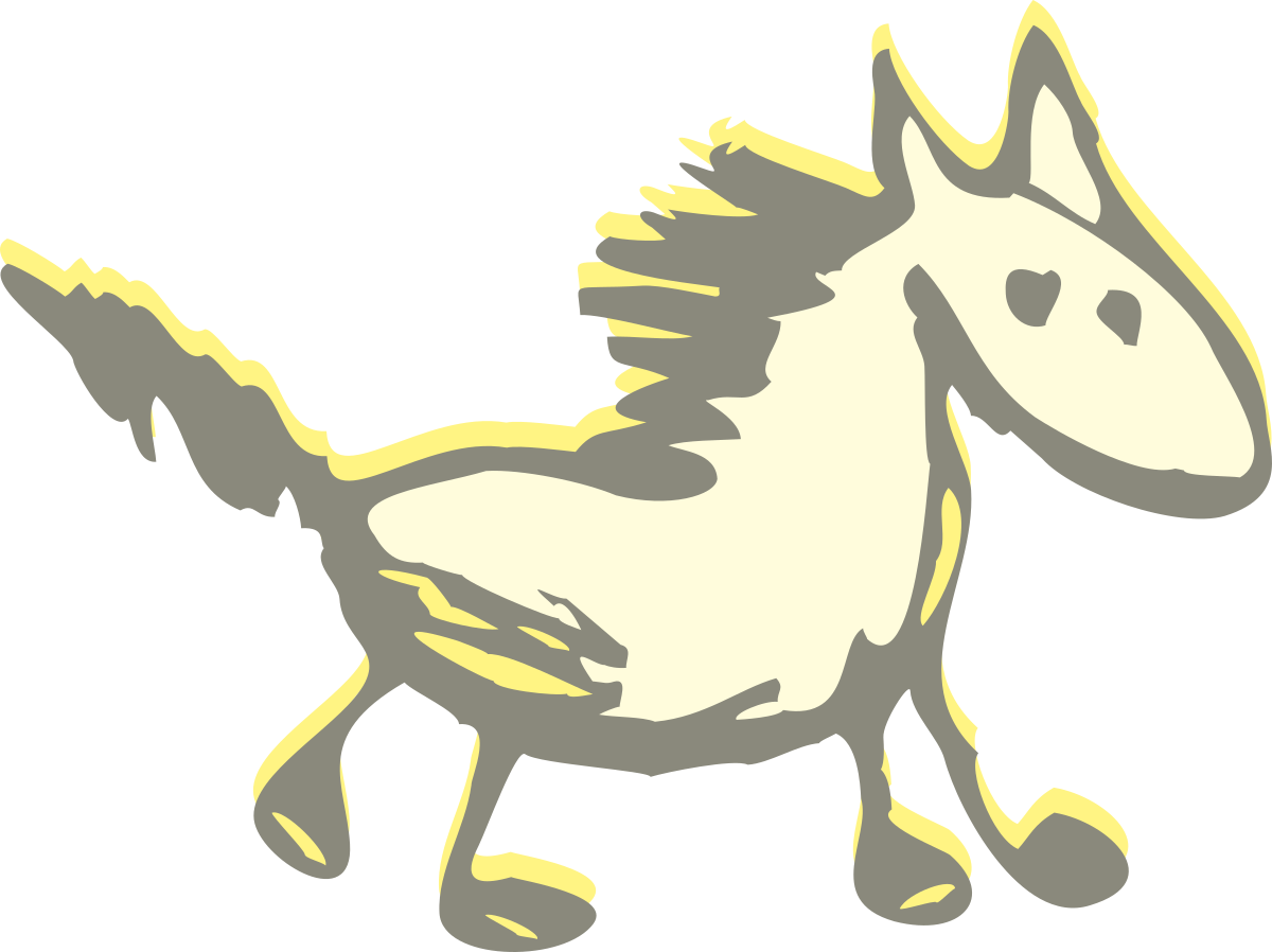 Cartoon Horse Clipart in Yellow and Gray Colors for Fun Designs