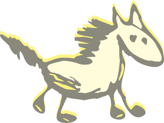 Cartoon Horse Clipart in Yellow and Gray Colors for Fun Designs