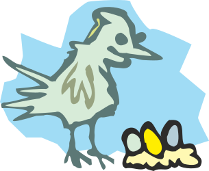 Yellow Egg Bird Clipart: Charming Avian Scene with Egg in Beak