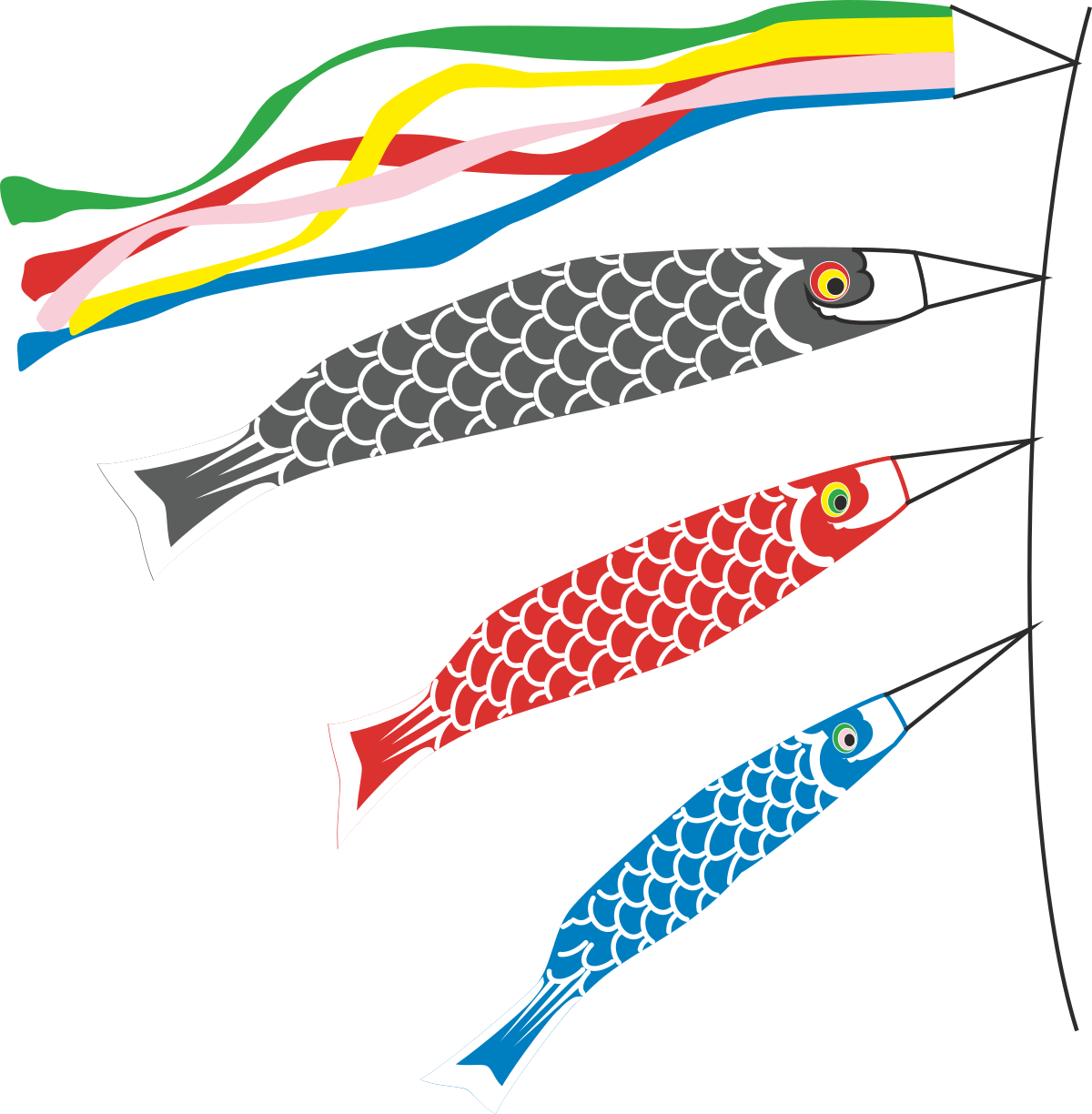 three fish with ribbons clip art png transparent Three Fish with Ribbons Clipart: Vibrant Underwater Decor