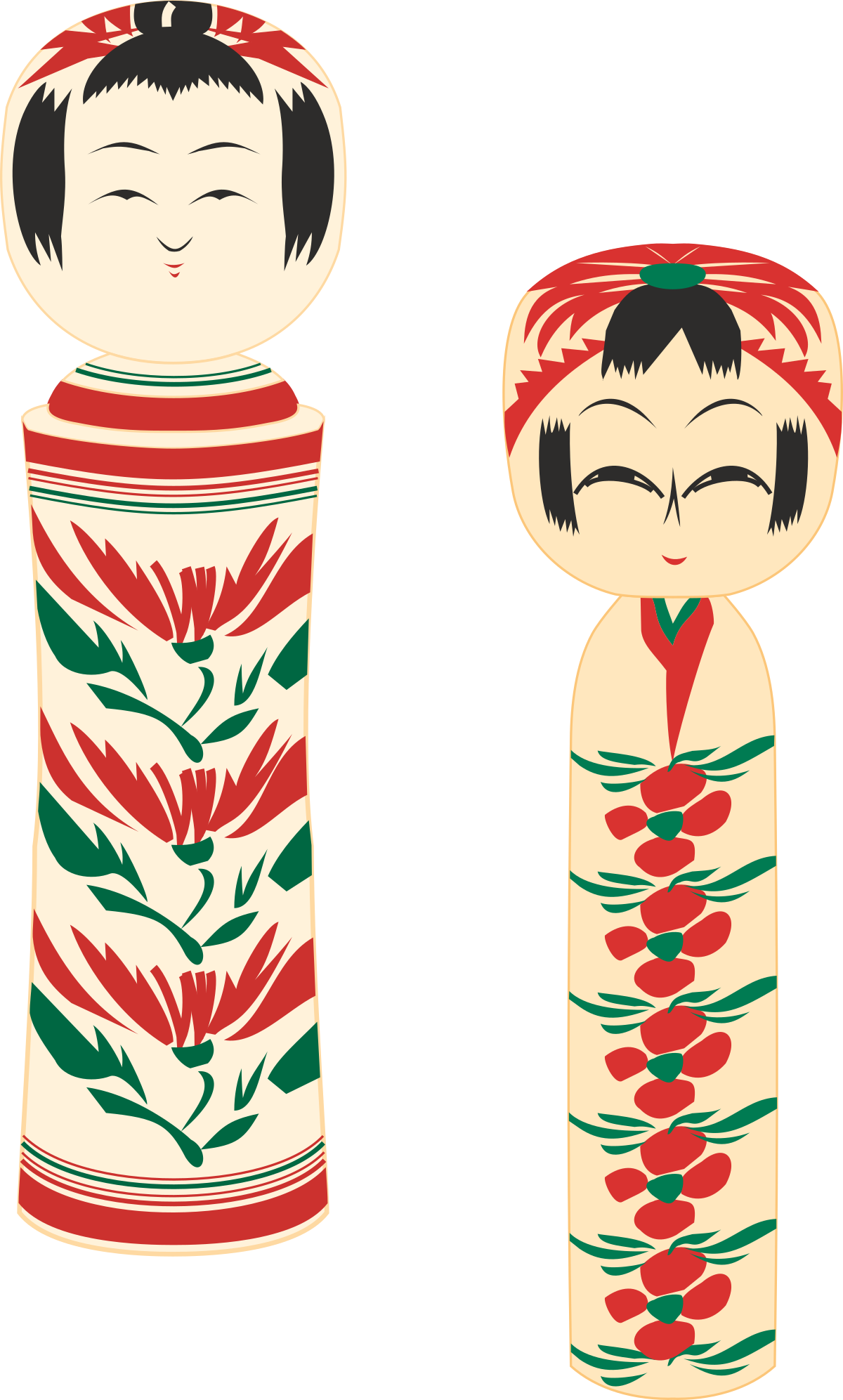 Colorful Patterned Dolls Clipart for Creative Projects