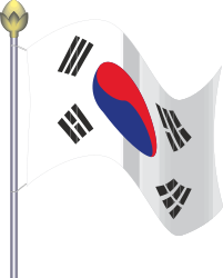 Korean Flag Clipart with Elegant Gold Pole