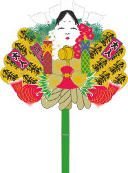Woman with Fan and Flowers Clipart for Elegant Designs