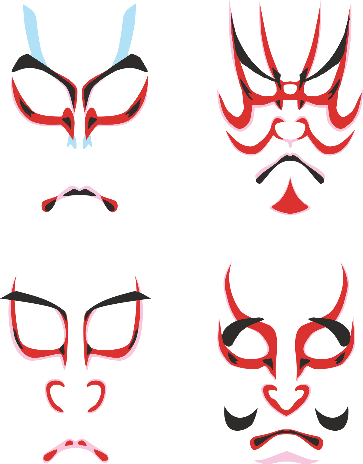 Unique Mask Set: Four Distinct Shapes for Creative Projects