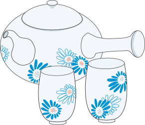 Teapot with Two Glasses - Elegant Tea Time Clipart
