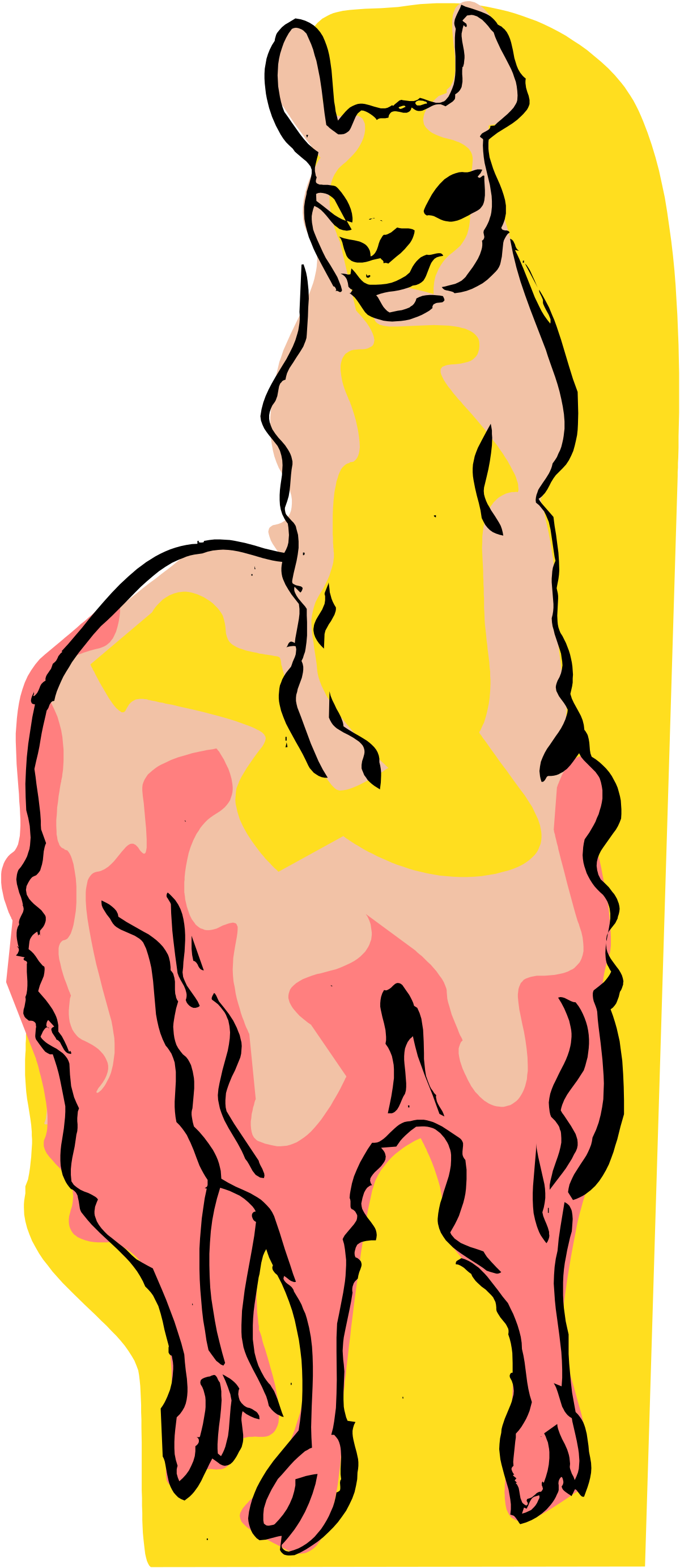 Pink and Yellow Cow on Black Background - Vibrant Clipart