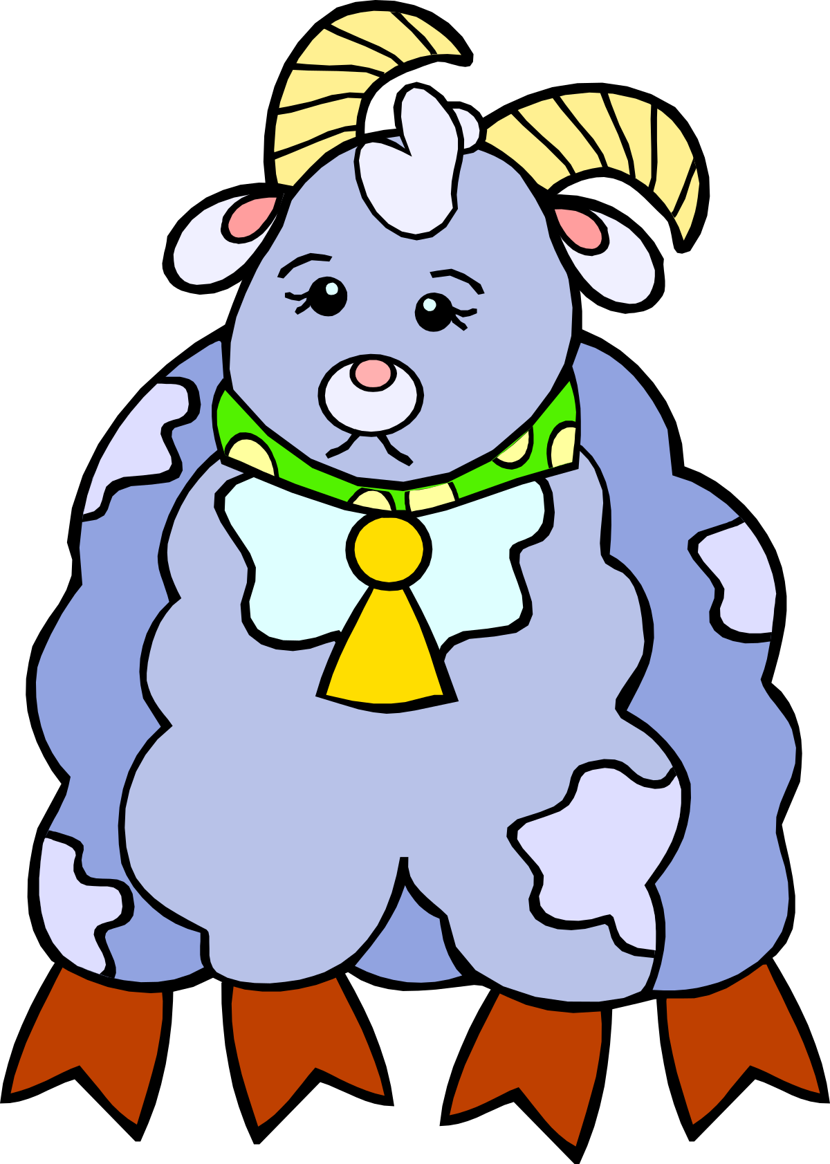 Cartoon Sheep with Tie and Bow - Fun and Quirky Clipart