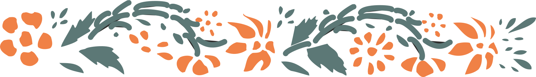 Borders and Plants Clipart - Black and Orange Abstract Design with Floral Accents