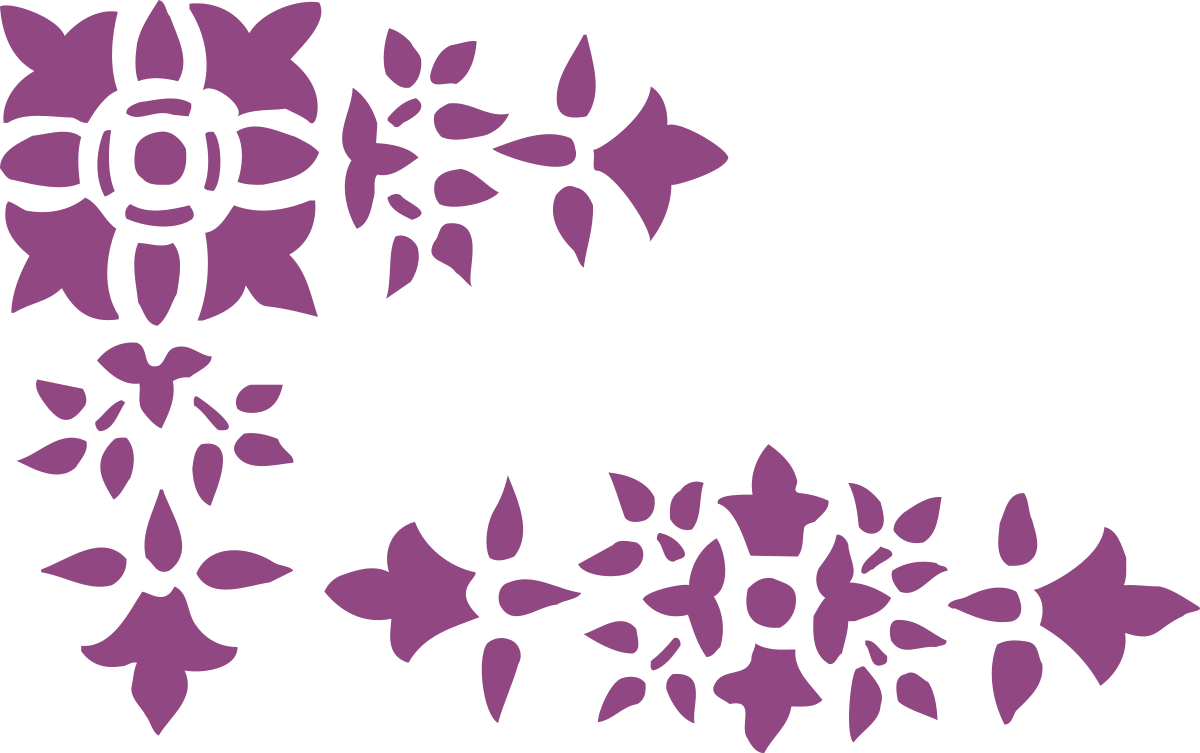 Borders and Plants Clipart: Elegant Purple Flower on Black Background