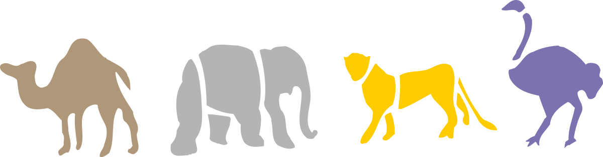 Vibrant Colored Camel Silhouettes | Borders & Animals Clipart