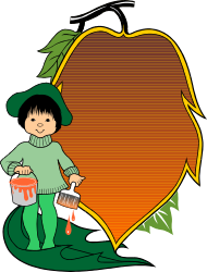 Little Boy in Green Outfit Holding Paintbrush - Vibrant Clipart for Creative Projects