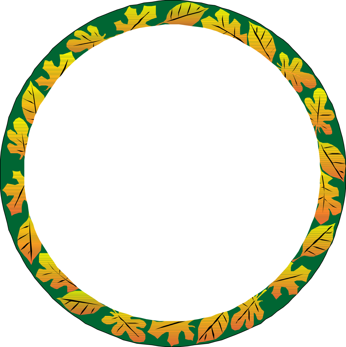 Leaf Circle Clipart - Decorative Borders with Leafy Plants