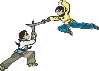 Karate Stance Man with Sword Clipart for Dynamic Designs