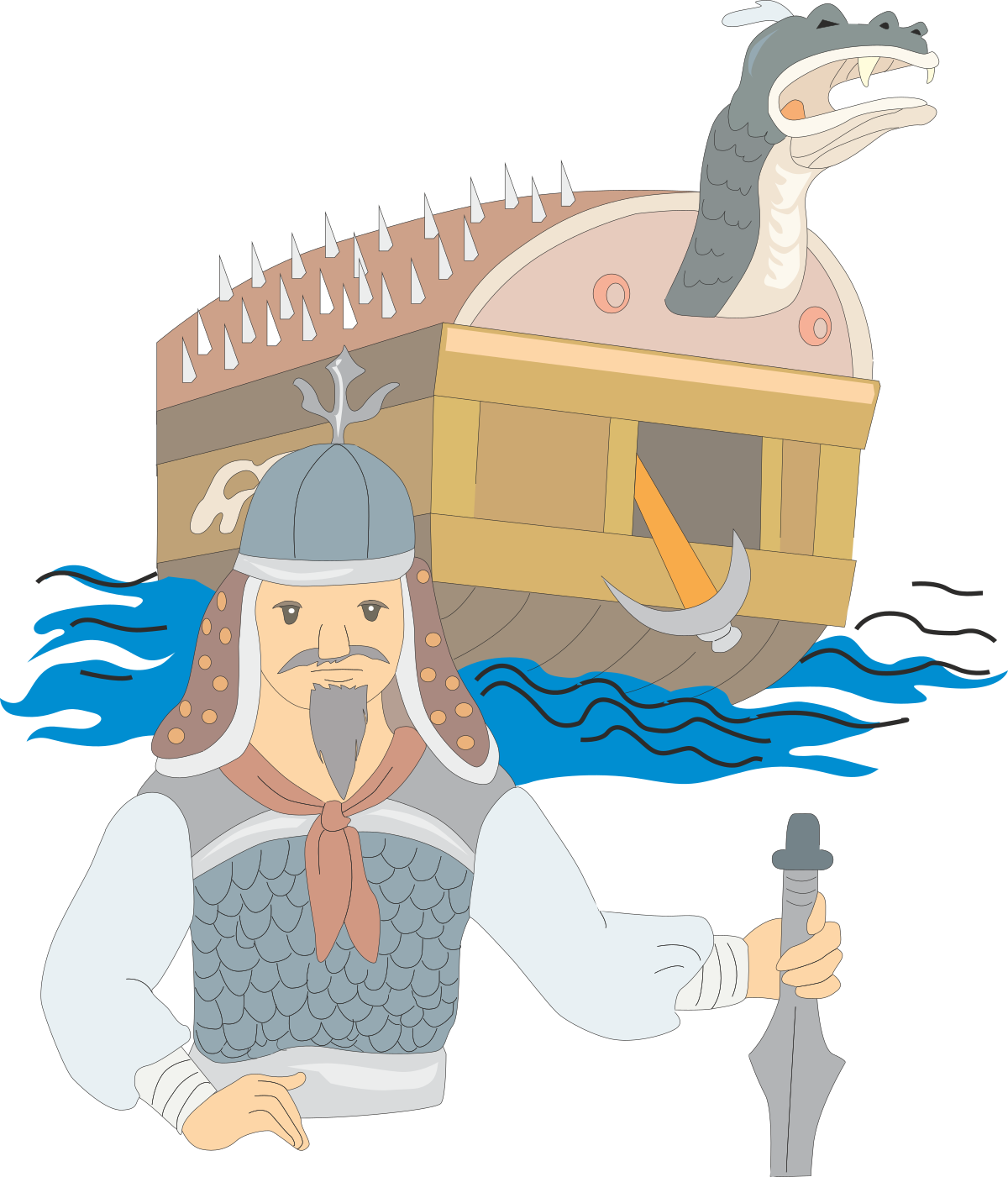 Viking Costume Clipart: Cartoon Man in Authentic Viking Attire