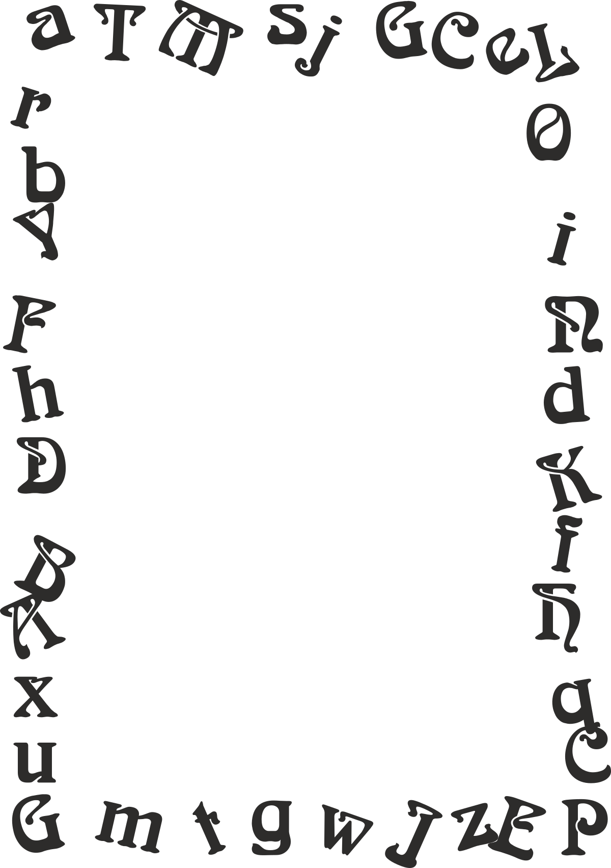Borders and Frames with Central Letters Clipart for Creative Designs
