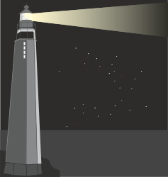 Lighthouse Clipart with Radiant Light - Perfect for Coastal Themes