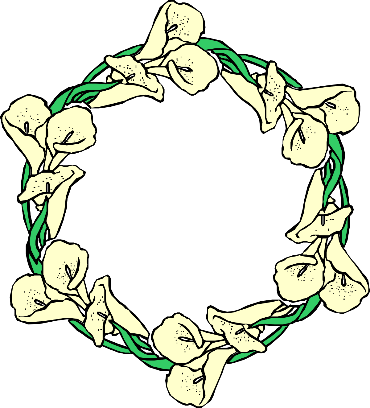 a circle of white flowers with green stems clip art png transparent Beautiful White Flower Circle Clipart with Green Stems - Ideal for Borders and Plant Designs